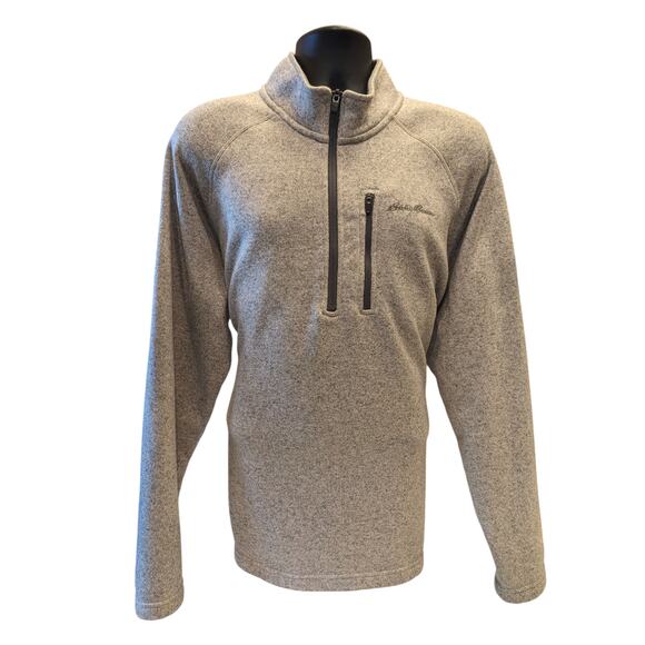 Eddie Bauer Fleece Sweater Mens XXL Gray 1/4 Zip Pullover Gray Hiking Sweatshirt - Picture 4 of 14